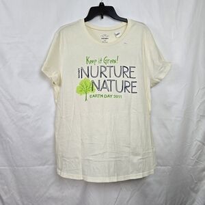 Old Navy Mens Ivory Green 2011 Earth Day Graphic Short Sleeve Casual Tee XXL New
